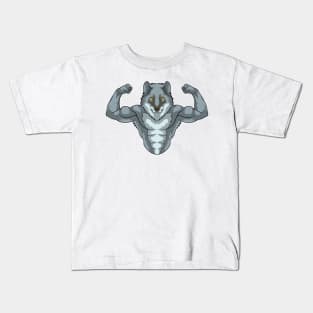 Wolf as Bodybuilder with big Muscles Kids T-Shirt